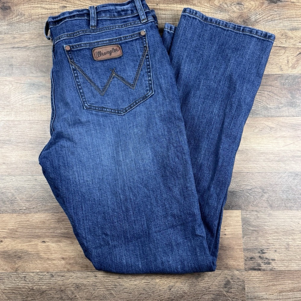 Wrangler Retro Jeans Mens 36x36 Blue Slim Boot Cut Dark Wash American Denim
